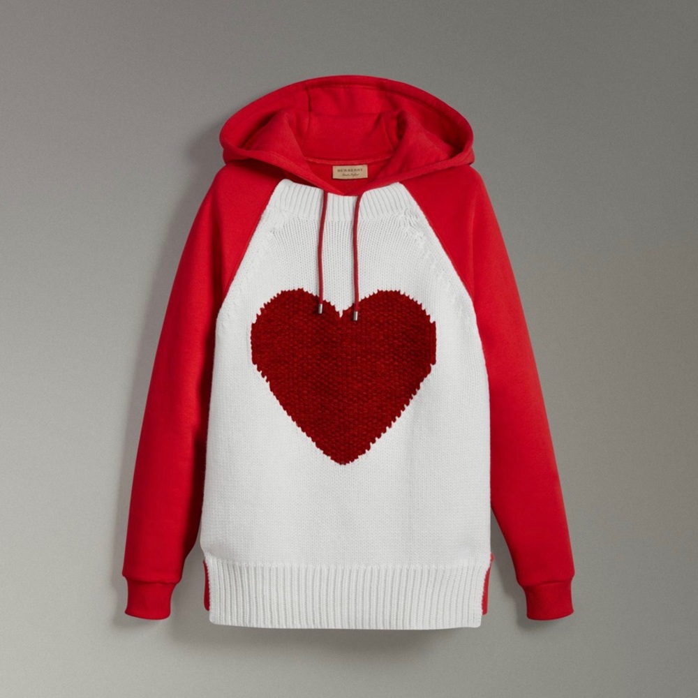 Burberry Heart Knitted Front Oversized Hoodie. M
